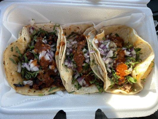 The street tacos....chorizo, el pastor, and steak.....chorizo was absolutely the best!