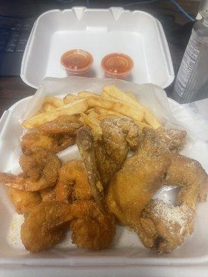 Wings, Shrimp, and Fries