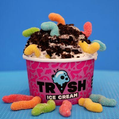 #12: Dirt & Worm - vanilla ice cream blended with Oreo cookies and mini gummy worms