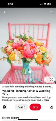 My inspiration photo! (My wedding was in March, so peonies weren't in season yet! Otherwise, it was happy and bright!)