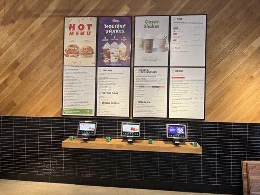 Menu and ordered tablets