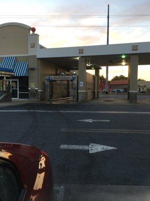 Automatic car wash with my clean care in the foreground