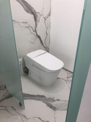 Specialty toilet fixture installation.