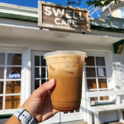 Iced latte with brown sugar.