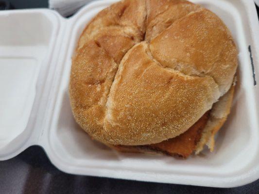 Fish sandwich. More bread than fish