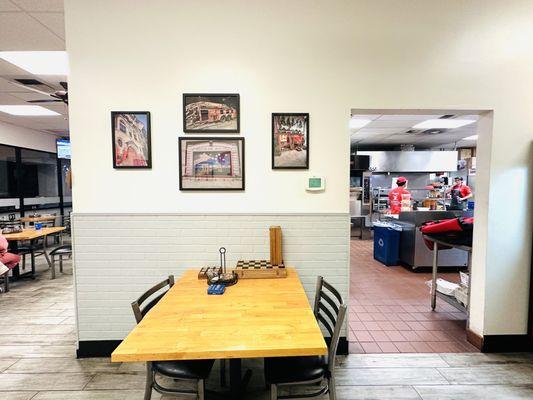 View of kitchen and seating