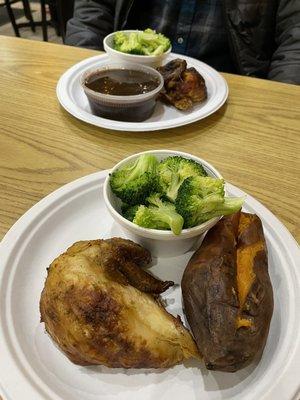 1/4 3. One Quarter Chicken White Meat with broccoli, sweet potato, and black beans