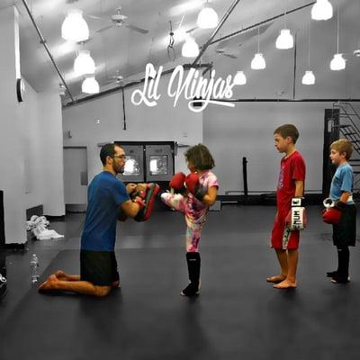 Lil ninjas class! Kickboxing/striking.