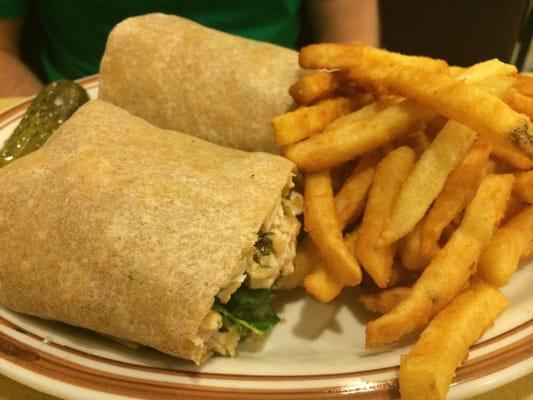 Chicken Caesar wrap, fries