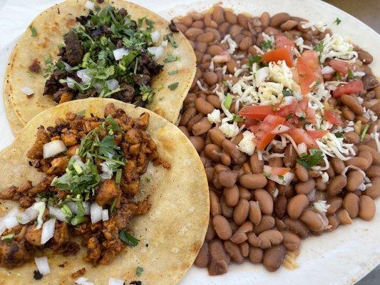 Chicken and steak tacos