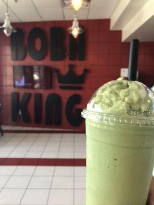 Matcha green tea slush with boba