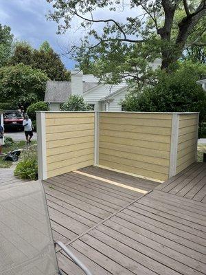 Minor deck repair. Replace Z privacy wall.