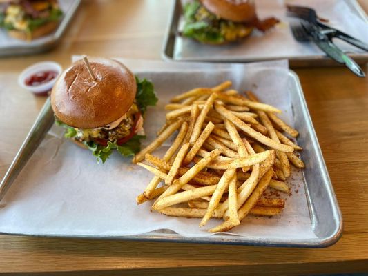 Double Cheeseburger with Spiced Thin-cut French fries