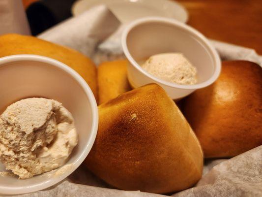 Warm bread with whipped butter