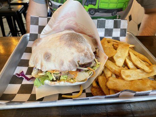 The doner kebab and fries