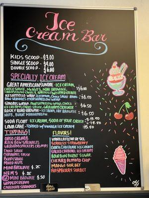 Ice cream menu board