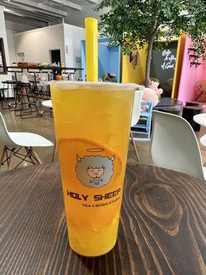 Large Sunset Orange fruit tea with mango jelly $7.15 (9/14/2023)