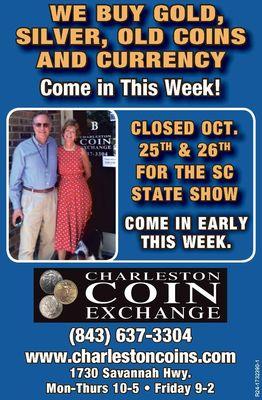 Open M,T, W in Charleston In Greenville at TD Convention Center  Friday and Saturday