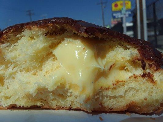 Inside my Custard Filled Chocolate donut.  4 stars!