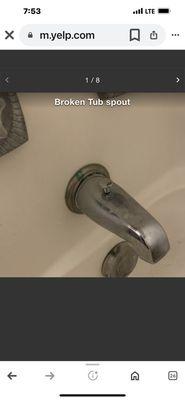 Broken tub spout