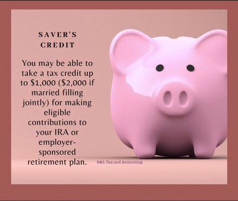 Save for your retirement and also receive tax credit for it.