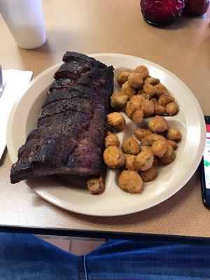 Ribs and okra.