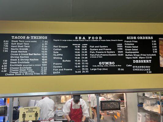 Menu as of 9/4/22