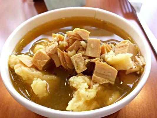 The exceptionally bland chicken dumpling soup served by the salt adverse kitchen.