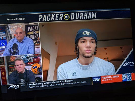 Georgia Tech men's basketball star Jordan Usher on Packer and Durham this morning on ACC Network. Go Jackets!