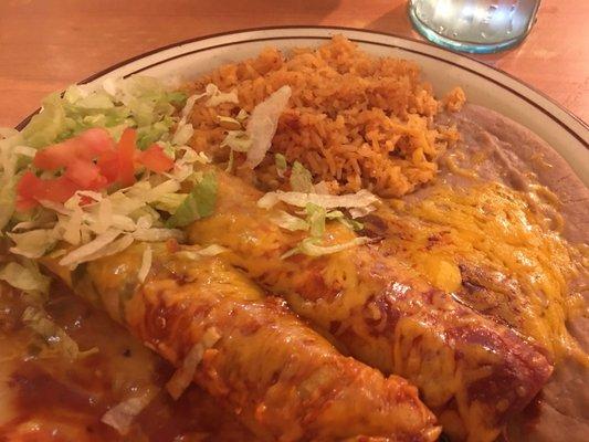 Tasty enchilada dinner.