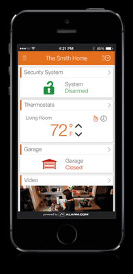 Control your security system from a phone or tablet.  