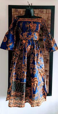 Nile River Ankara Print Ruched Dress