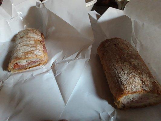 My two sandwiches: ham & butter and the other salami, prosciutto, ham