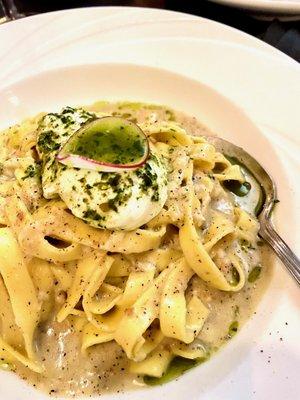 Cacio e Pepe with poached egg