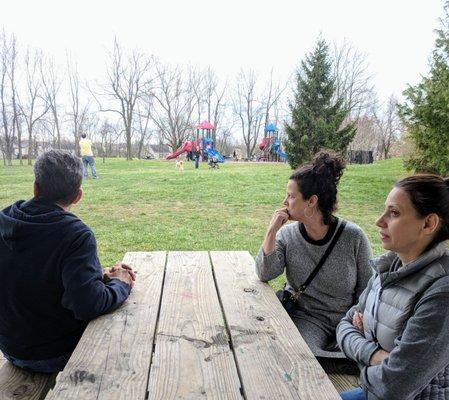 Playground. Covered picnic tables.