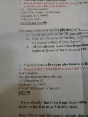 You also have to pay 92.75 for this info plus uniforms