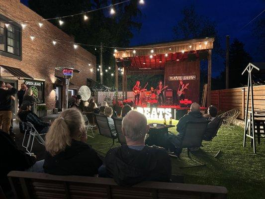 Our outdoor stage and patio. The Ace Alley. Mountain Rose on stage.