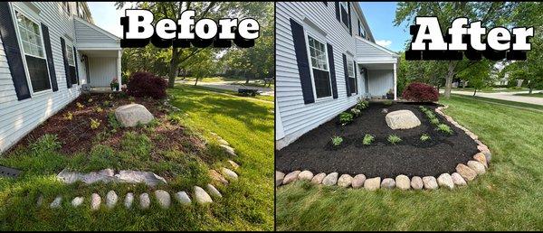 new design. lavenders in the front with hydrangeas in the back