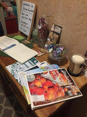 Welcome desk with information on Fredericksburg