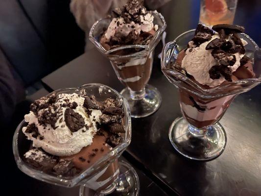 Trifle with chocolate pudding, mint whipped cream and Oreo cookie crumble at Violet's in San Francisco.