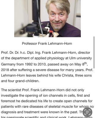 Dr. Lehman-Horn saved my life, he spent nearly 10 years devoted to keeping me alive. RIP.