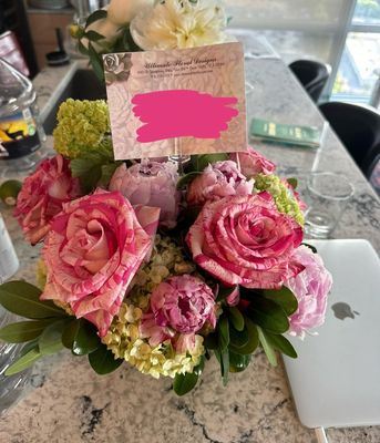 Custom arrangement with peonies, stunning roses, and hydrangeas :)