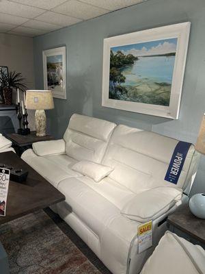 Our zero gravity power reclining leather couch!