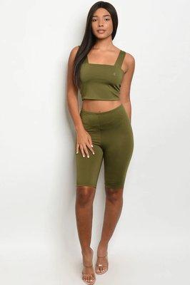 OLIVE TOP & SHORT SET