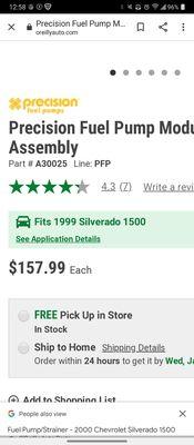 Fuel pump price.