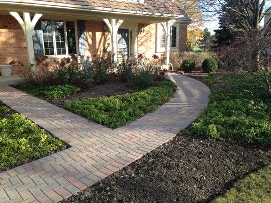 Here our brick installation crew installed a new brick paver walkway, our crews also specialize in brick paver repairs.