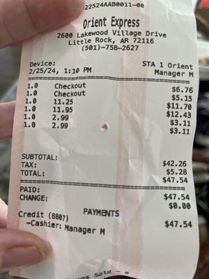 It looks like either the cashier taxed me for each item and then taxed me on the total