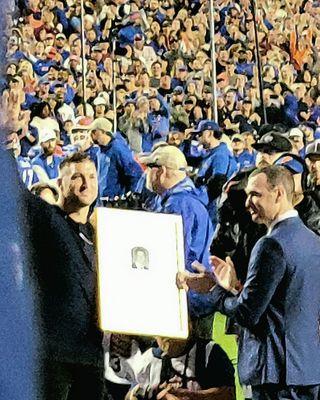 During a break in the game, Tim Tebow became the 13th Florida Gator to enter the College Football Hall of Fame.