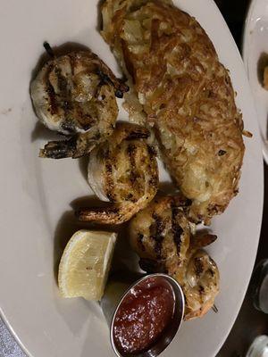 Shrimp (grilled) and hash browns