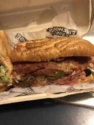 A 12 inch Italian sub with all the goodies